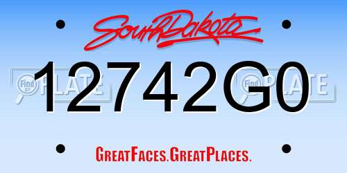 12742G0 South Dakota License Plate