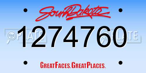 1274760 South Dakota License Plate