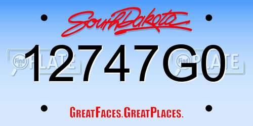 12747G0 South Dakota License Plate