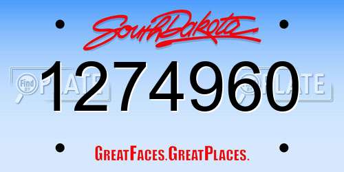 1274960 South Dakota License Plate
