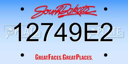 12749E2 South Dakota License Plate