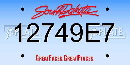 12749E7 South Dakota License Plate