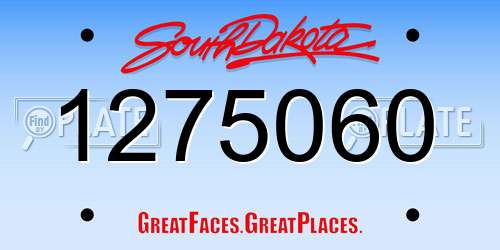 1275060 South Dakota License Plate