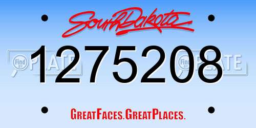 1275208 South Dakota License Plate