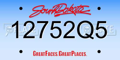 12752Q5 South Dakota License Plate