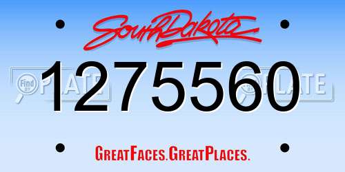 1275560 South Dakota License Plate
