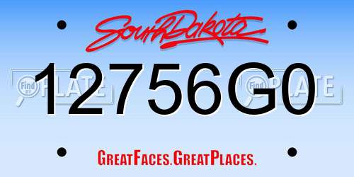 12756G0 South Dakota License Plate