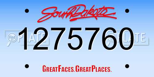 1275760 South Dakota License Plate