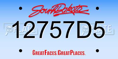 12757D5 South Dakota License Plate