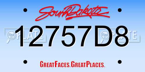 12757D8 South Dakota License Plate