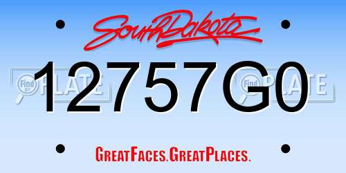 12757G0 South Dakota License Plate