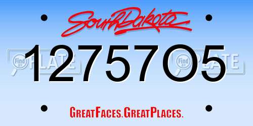 12757O5 South Dakota License Plate