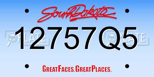 12757Q5 South Dakota License Plate