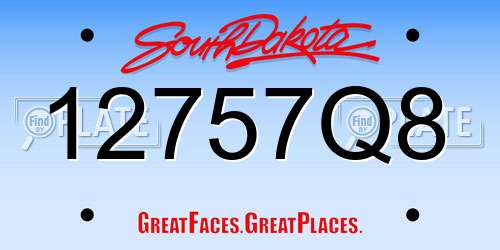 12757Q8 South Dakota License Plate