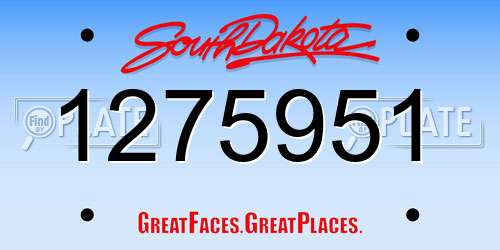 1275951 South Dakota License Plate