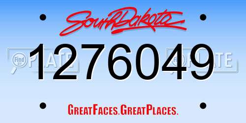 1276049 South Dakota License Plate
