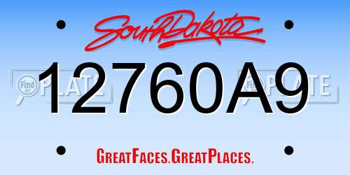 12760A9 South Dakota License Plate