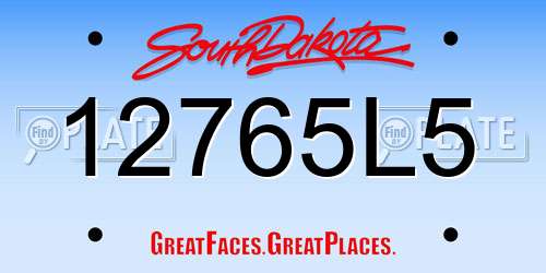 12765L5 South Dakota License Plate