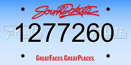 1277260 South Dakota License Plate