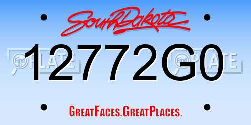 12772G0 South Dakota License Plate