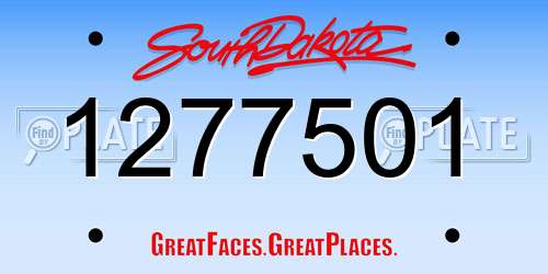 1277501 South Dakota License Plate