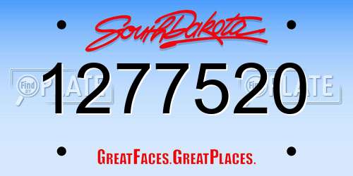 1277520 South Dakota License Plate