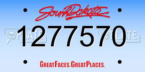 1277570 South Dakota License Plate