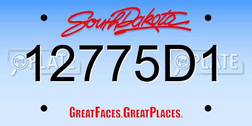 12775D1 South Dakota License Plate