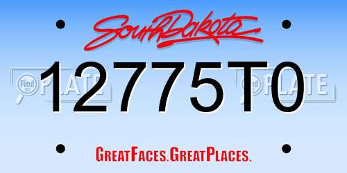 12775T0 South Dakota License Plate