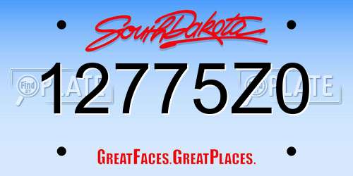 12775Z0 South Dakota License Plate