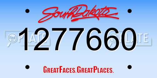 1277660 South Dakota License Plate