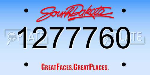 1277760 South Dakota License Plate