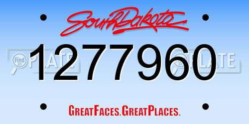 1277960 South Dakota License Plate