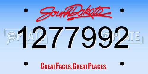 1277992 South Dakota License Plate
