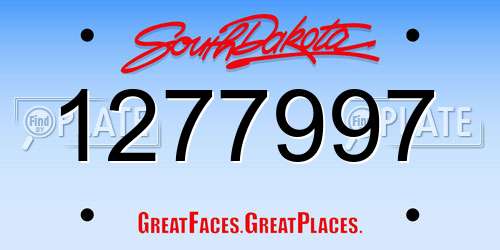 1277997 South Dakota License Plate