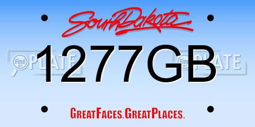 1277GB South Dakota License Plate