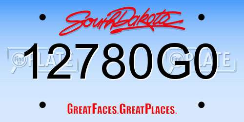 12780G0 South Dakota License Plate