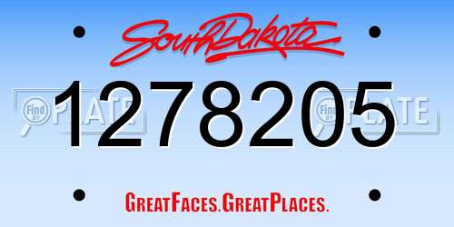 1278205 South Dakota License Plate