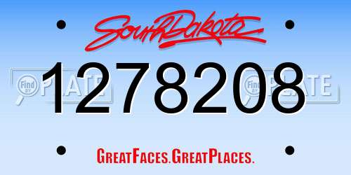 1278208 South Dakota License Plate