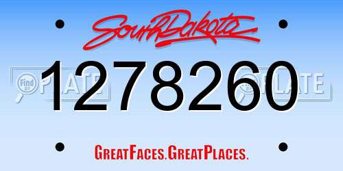 1278260 South Dakota License Plate