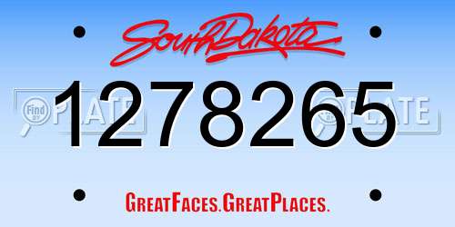 1278265 South Dakota License Plate