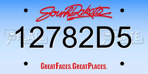 12782D5 South Dakota License Plate