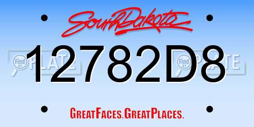 12782D8 South Dakota License Plate