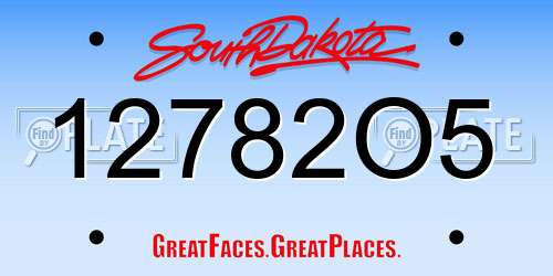 12782O5 South Dakota License Plate
