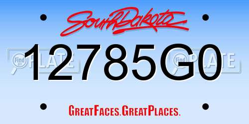 12785G0 South Dakota License Plate