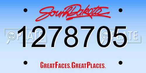 1278705 South Dakota License Plate