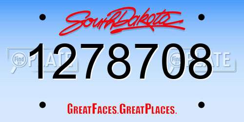1278708 South Dakota License Plate