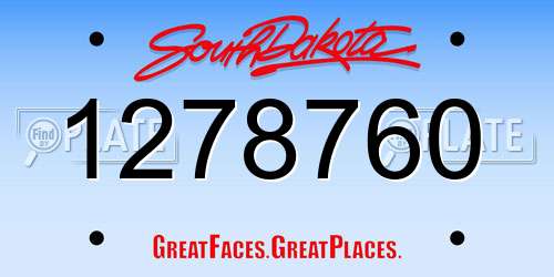 1278760 South Dakota License Plate