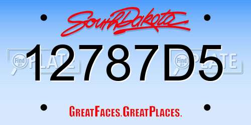 12787D5 South Dakota License Plate