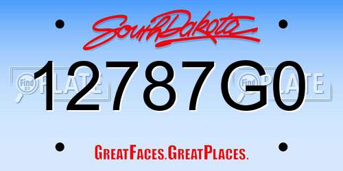 12787G0 South Dakota License Plate